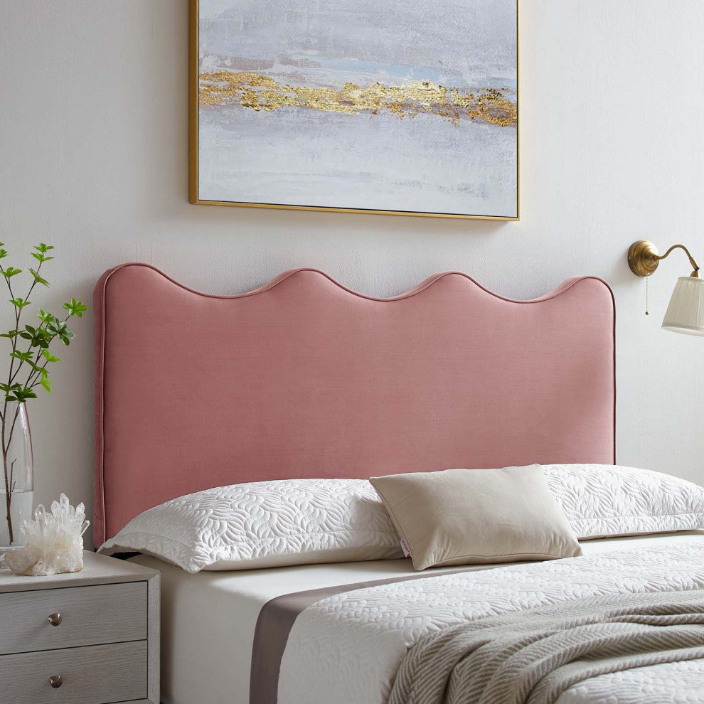 Headboard, Twin Size, Velvet, Pink, Modern Contemporary, Bedroom Master Suite