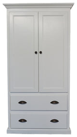 Modern Solid Wood Wardrobe, Bright White