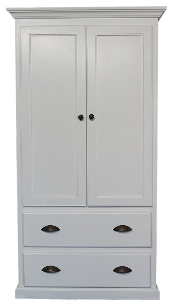 Modern Solid Wood Wardrobe, Bright White