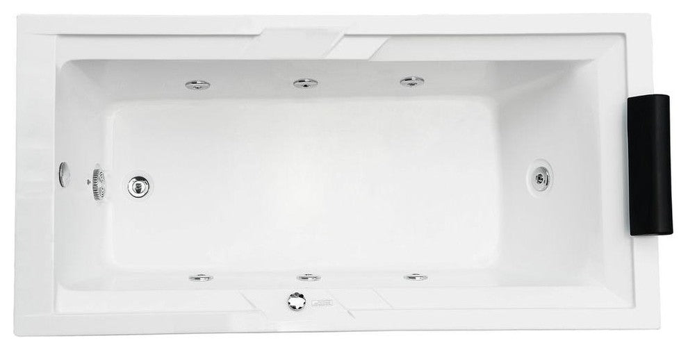 Aston 5.9" ft. Whirlpool Bath Tub, White, Right Drain