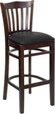 Vertical Slat Back Wooden Restaurant Barstool, Walnut-Black, 17.50"x19"x43