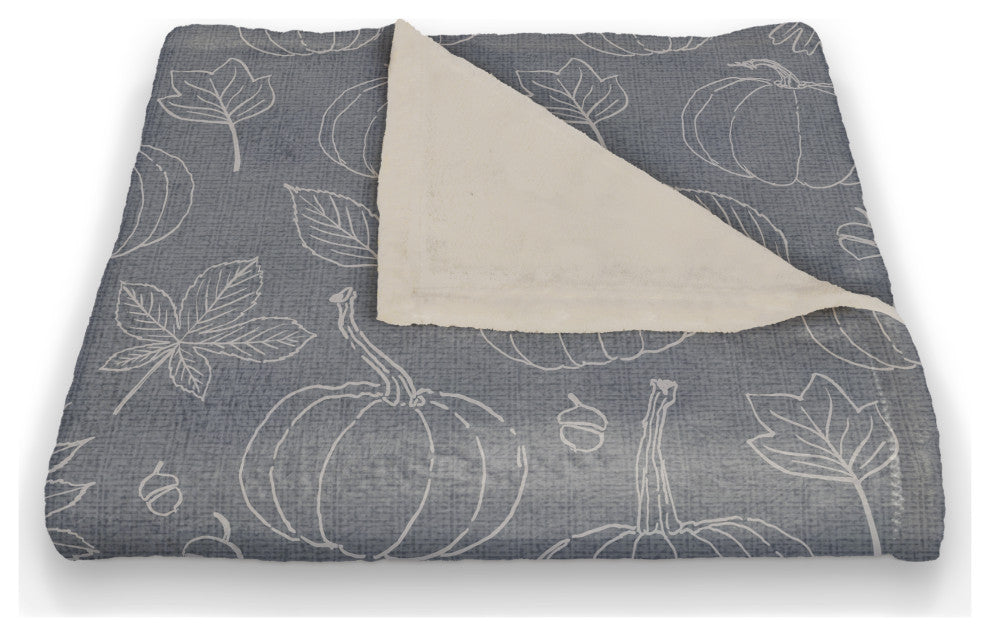 Autumn Pumpkins On Blue 6 50"x60" Coral Fleece Blanket