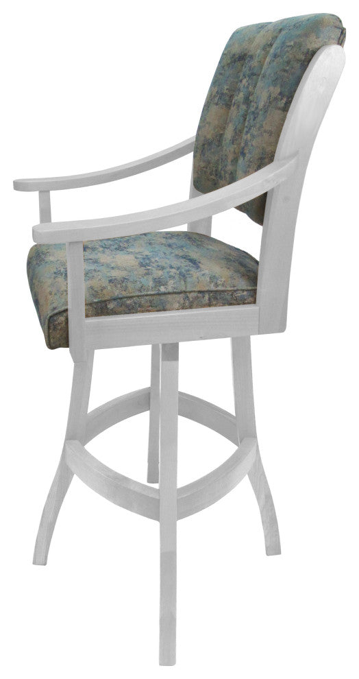 Swivel Counter Wood Bar Stool Casa on S-Base, Poet Sky on White, 30"