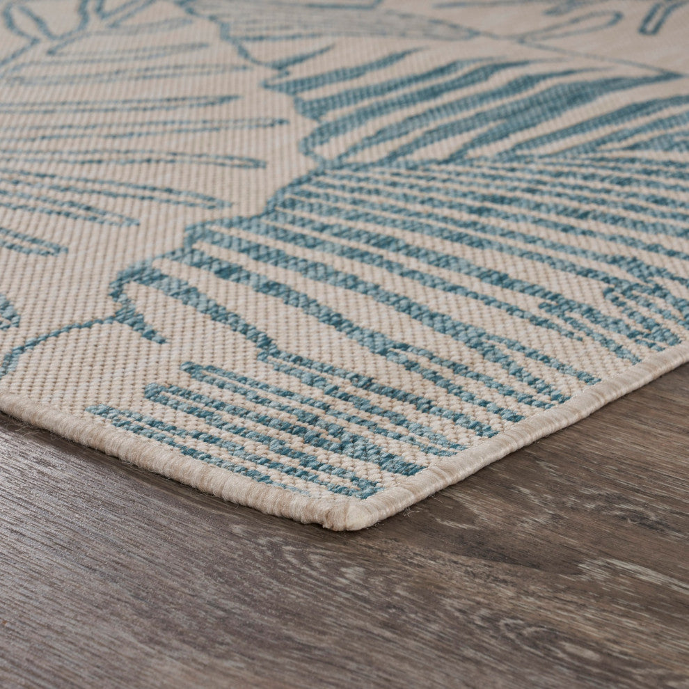 5" x 7" Teal Tropical Indoor Outdoor Area Rug