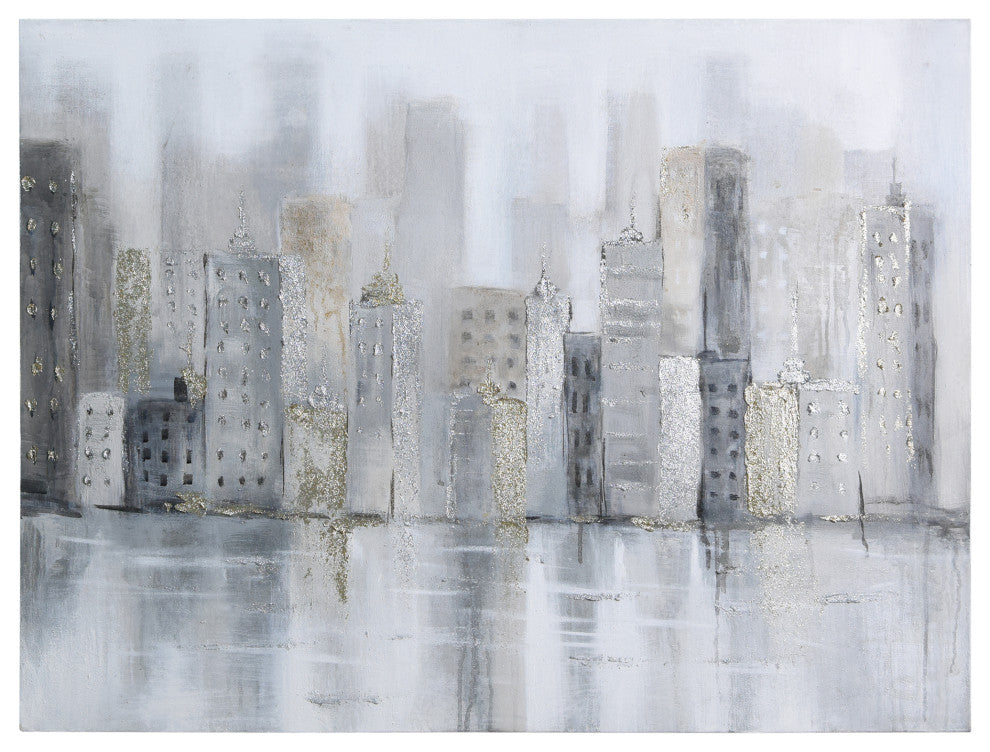 Foggy City Textured Metallic Hand Painted Wall Art by Martin Edwards