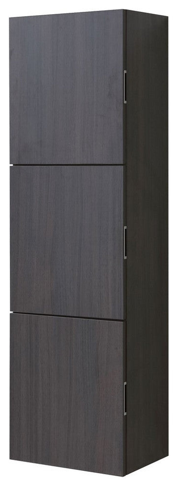 Bliss 18"W x 59"H Linen Side Cabinet, 3 Doors, Gray Oak Finish, High Gloss Gray Oak