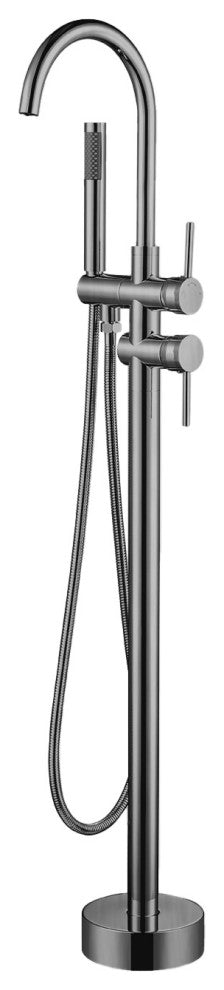 Single-Handle Freestanding Tub Faucet With Hand Shower, Brushed Nickel