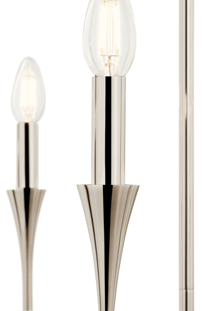 Alvaro Chandelier, Polished Nickel, 5 Light