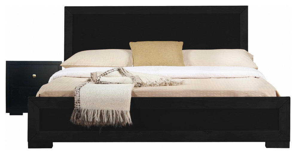 Moma Black Wood Platform Twin Bed With Nightstand