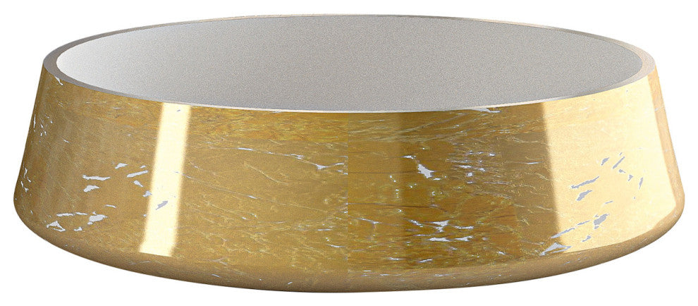 Exte Luxe Bathroom Vessel Sink, White and Gold
