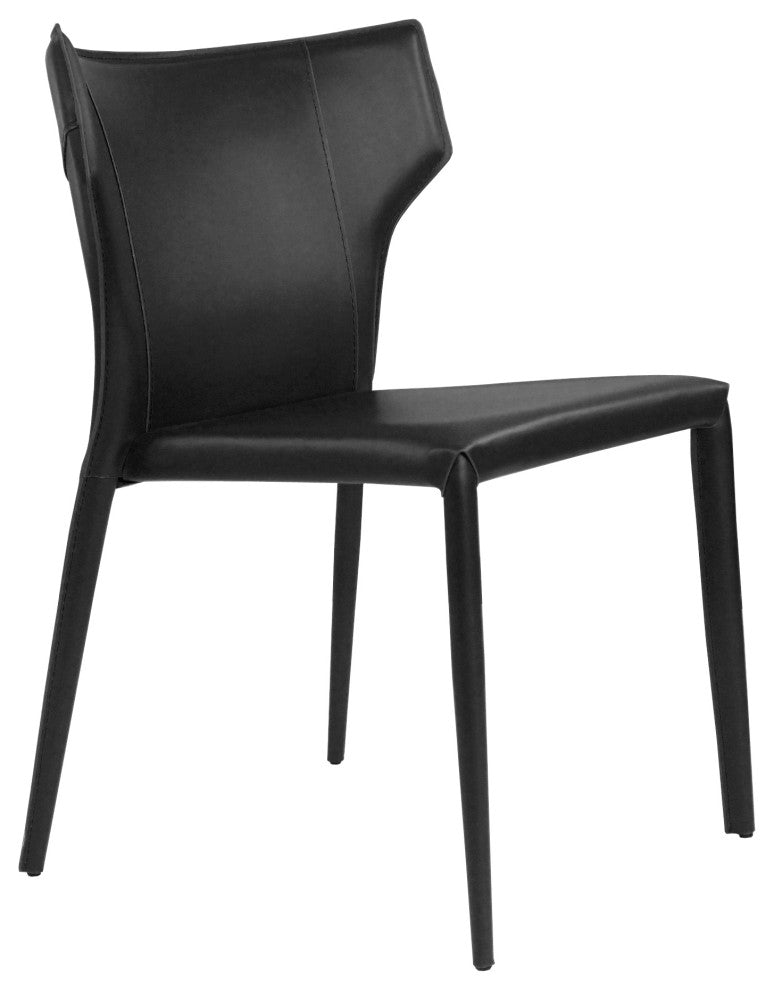 Elite Living Adoro, Set of 2, Wingback Stackable Dining Chair, Black