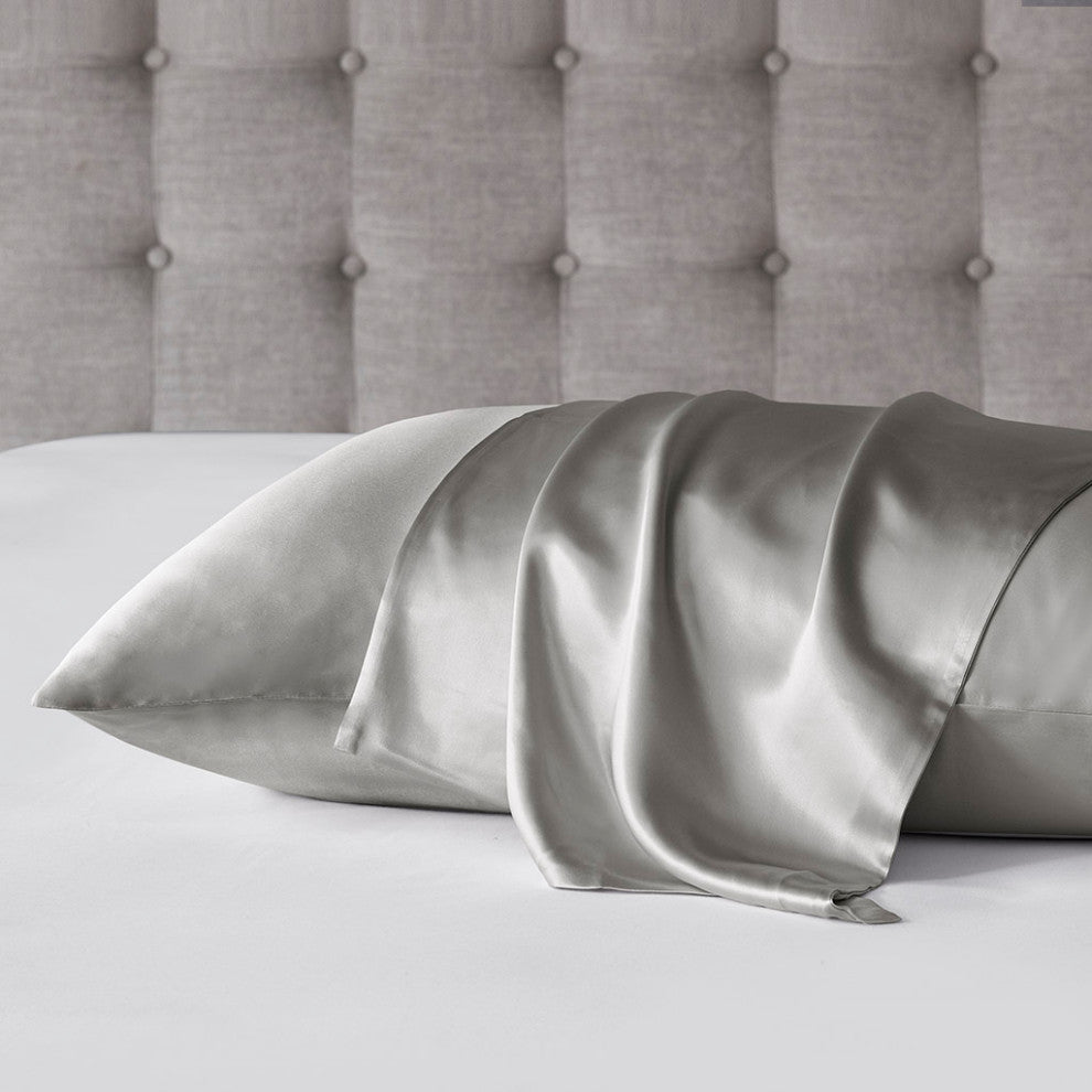 Madison Park Silk 100% Mulberry Single Pillowcase, Grey