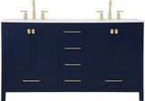 Traditional Blue and Gold Double Vanity