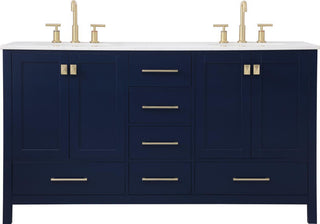 Traditional Blue and Gold Double Vanity