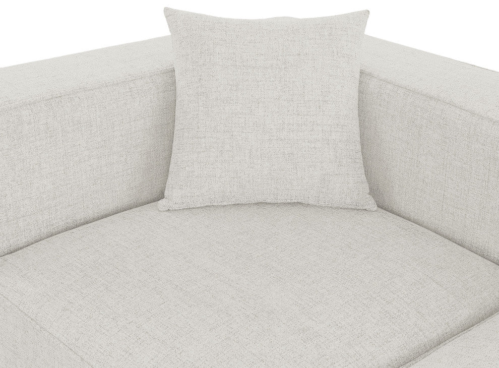 Cube Upholstered Modular Sofa, Cream, 4-Piece: 2 Armless Chair, 2 Corner Chair, Linen Texured Fabric