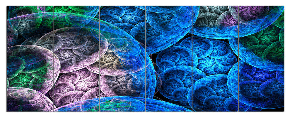 Dramatic Colorful Fractal Clouds, Abstract Canvas Art Print, 70"x28", 6 Panels