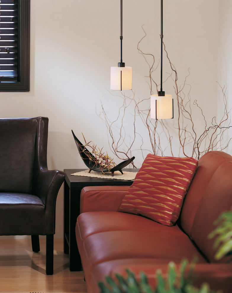 Exos Small Mini Pendant, Black Finish, Opal Glass
