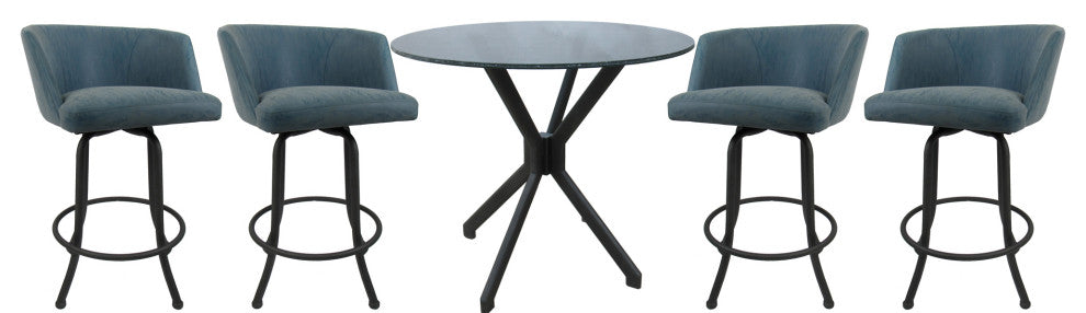 Swivel Counter Metal Pub Set - Joey Stools 26" or 30", Topaz - Grey, 30", Crackle