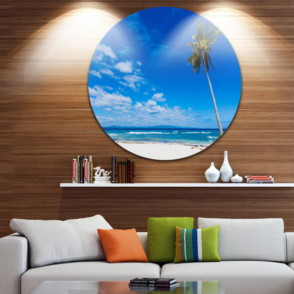 Calm Summer Vacation Beach Philippines, Seascape Round Wall Art, 11"