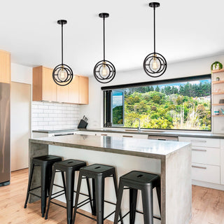 CHLOE Lighting CHRISTINE Transitional 1-Light Black/Burnished Brass Mini Pendant