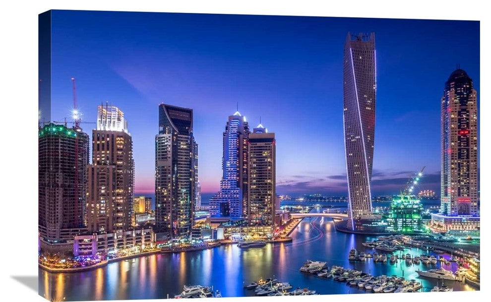 "Dubai Marina" Stretched Canvas Giclee by Vinaya Mohan, 30"x20"