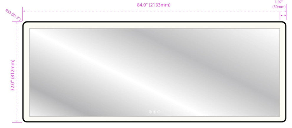 Dyconn Faucet M22 Black Frame Wall Mounted LED Bathroom Vanity Mirror, 8432