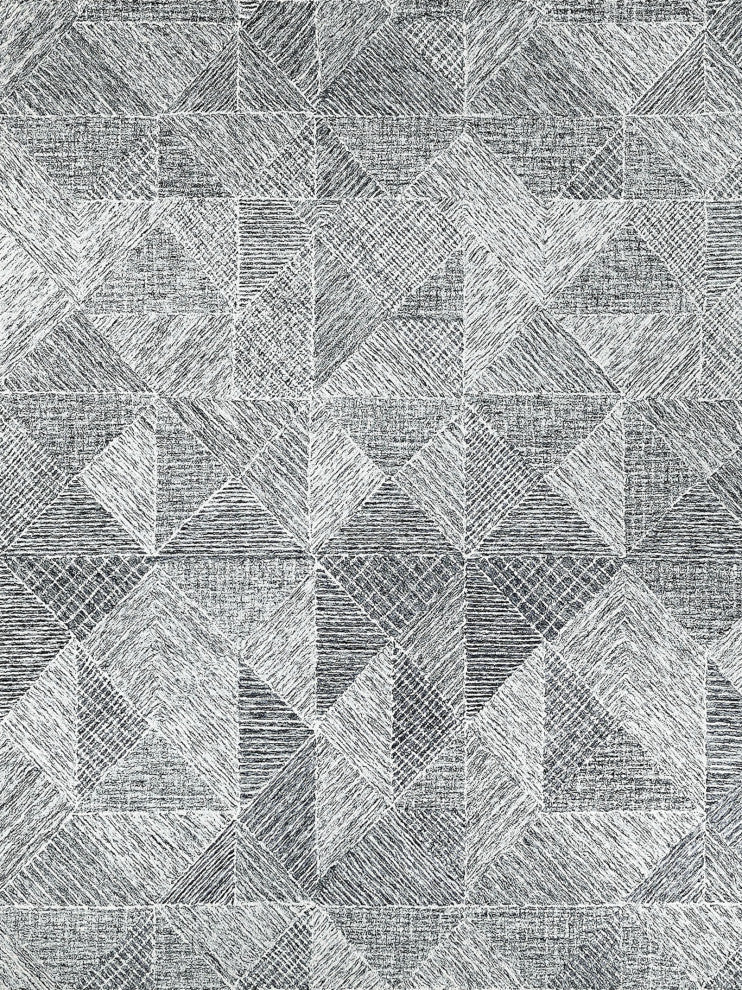 Caprice Handmade Hand-Tufted Wool Black/Ivory Area Rug, 10'x14'