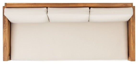 Safavieh Molokai Teak Patio Sofa Natural / Beige
