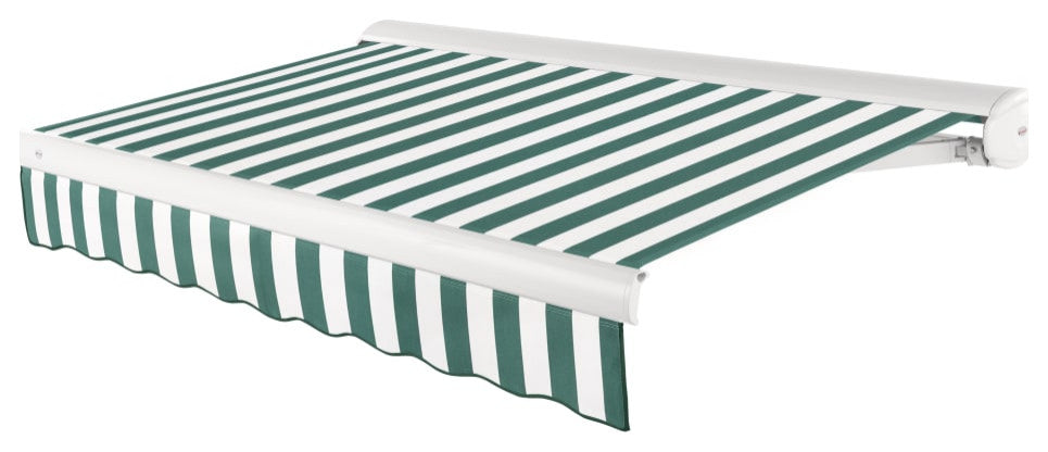 Awntech 20x10' Full Cassette Left Motor Acrylic Retractable Awning, Forest/White
