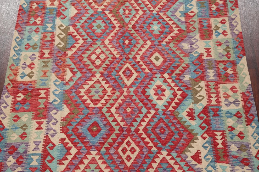 Kilim Flat-Woven Oriental Southwestern Turkish Traditional Area Rug, 9'8"X6'6"