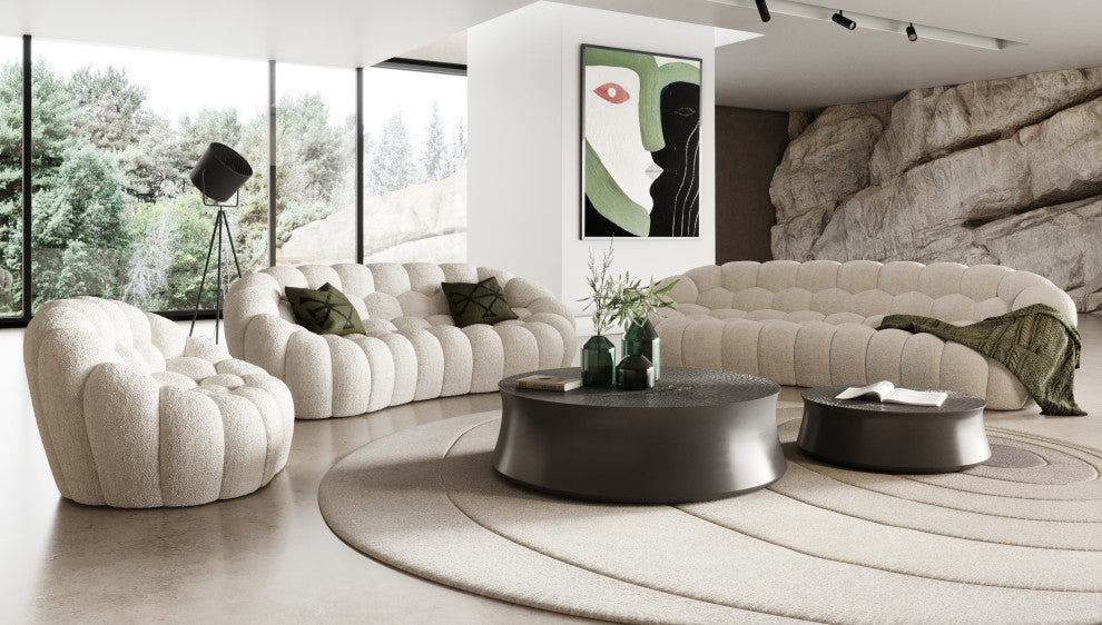 Divani Casa Yolonda Modern Curved Off-White Fabric Chair