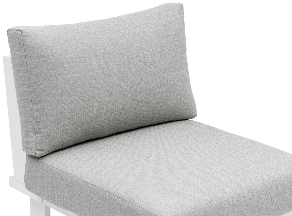Maldives Outdoor Patio Armless Chair, Grey, White Frame