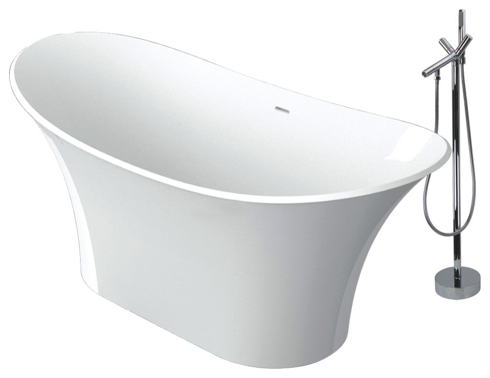 Transolid Anais 60"x30"x24" Freestanding Tub and Faucet Kit, White
