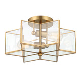 2 Light 16.14'' Unique/Statement Star Semi Flush Mount, Brass Dust