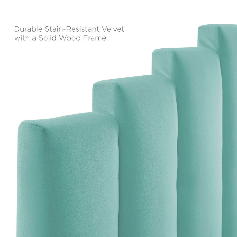 Noelle Performance Velvet Twin Headboard-Mint