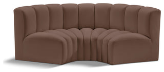 Arc Vegan Leather Upholstered 3-Pc. Inward Curved Modular Sectional, Brown