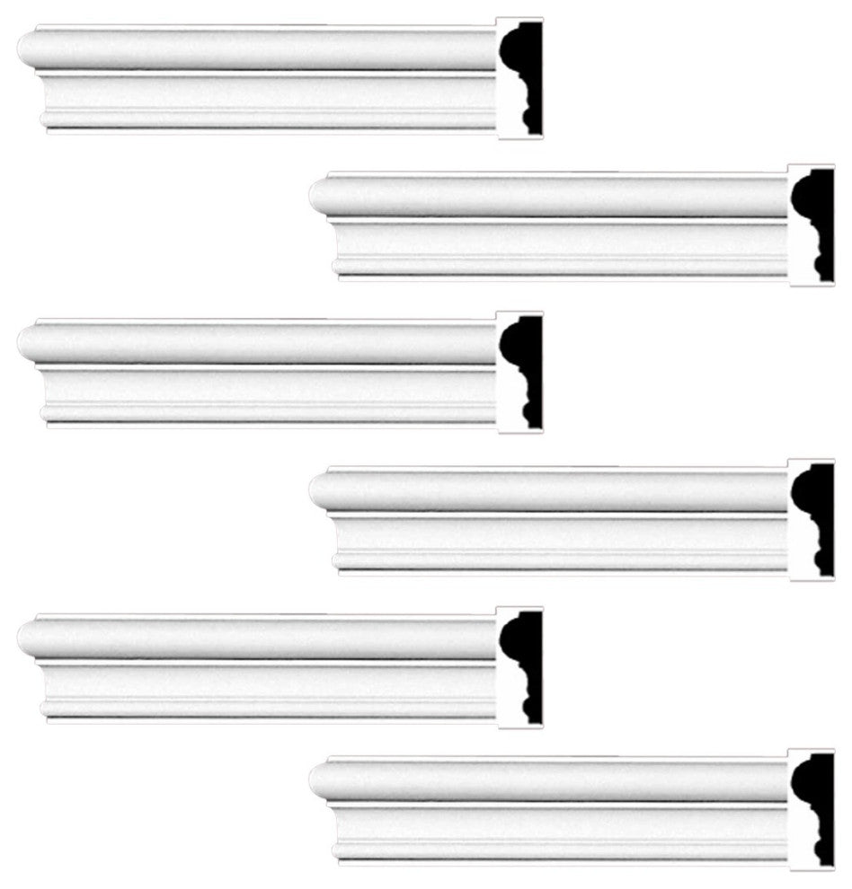 Cornice White Urethane Simple Design 6 Pieces Totaling 576" Length