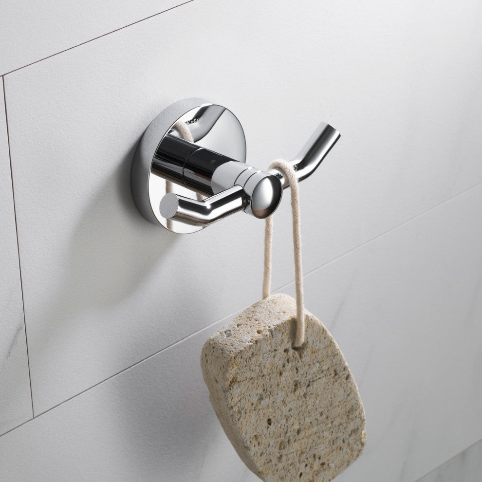 Elie Bathroom Robe and Towel Double Hook, Chrome