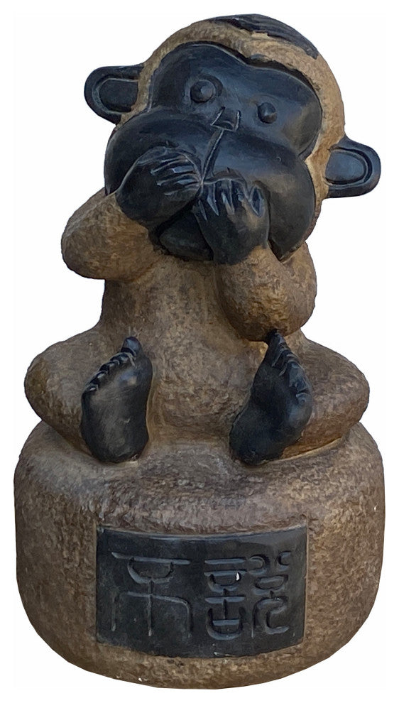 Black Gray Brown Two Colors Stone Monkey Ape Speak No Evil Figure Hcs7113