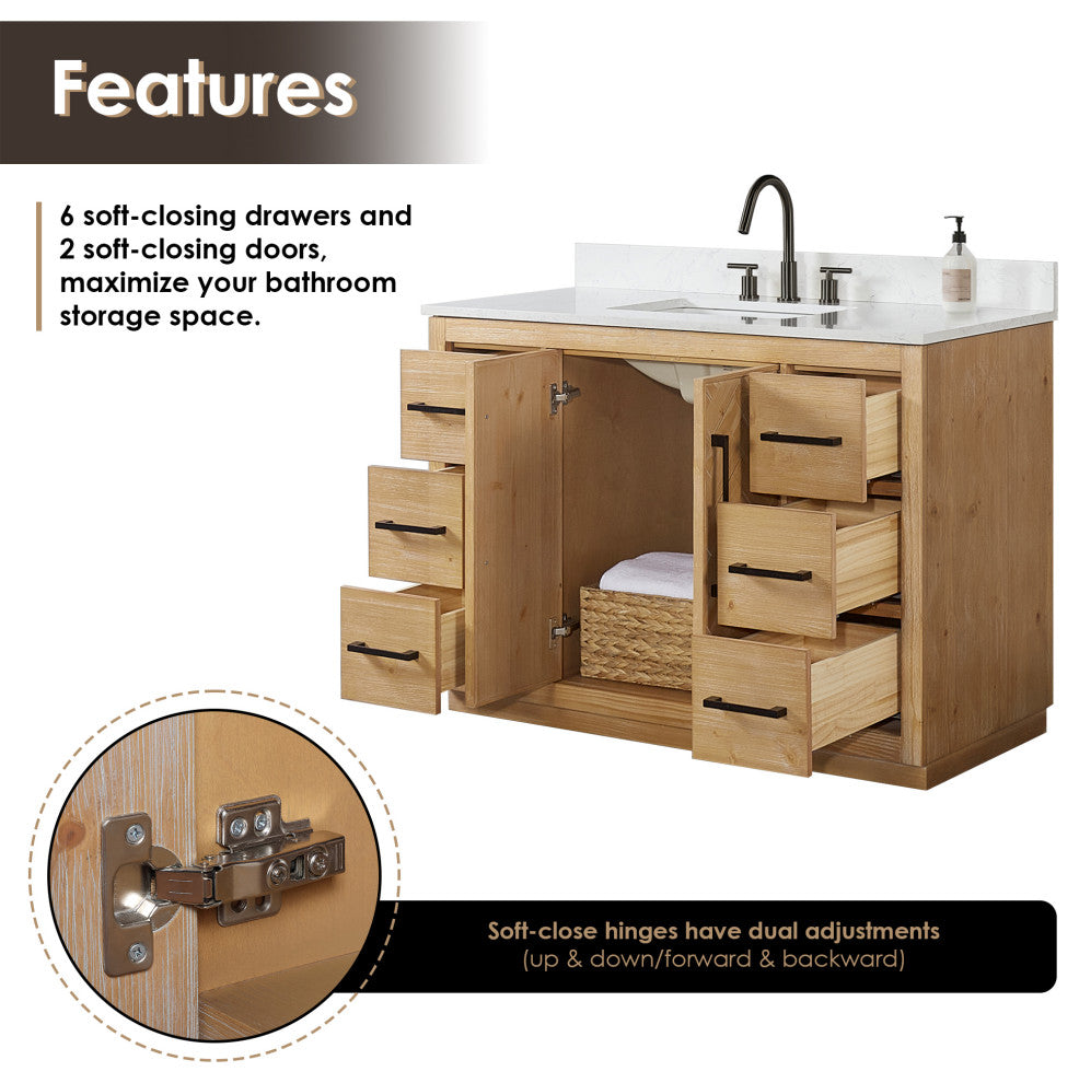 Bellavia Bath Vanity, Weathered Fir, 48", No Mirror