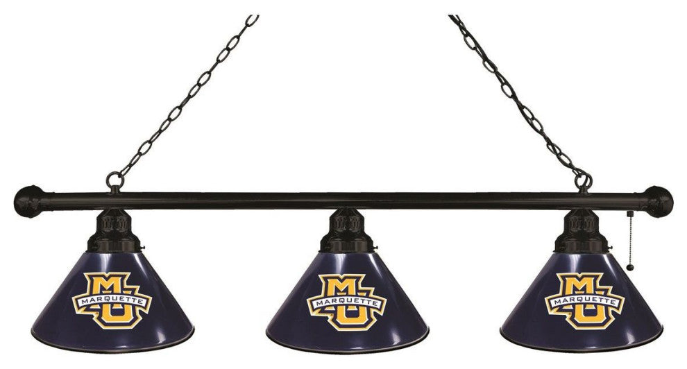Holland Marquette University 3-Shade Billiard Light - Black Fixture