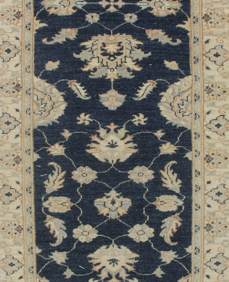 Yousafi Fine Chobi Malaak Gray and Beige Runner, 2''7x18''9