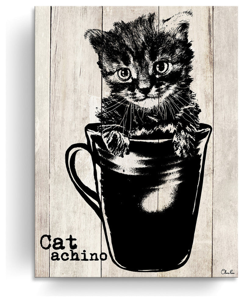 Ready2HangArt ''Catachino'' Wrapped Canvas Cat Wall Art, 40"x30"