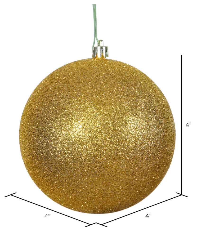 Vickerman N591030Dg 4" Antique Gold Glitter Ball Ornament, 6 Per Bag