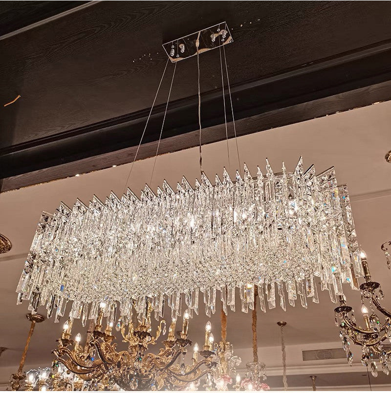 Agrigento | Modern Chrome Crystal LED Chandelier For Dining Room, Cool Light, Dimmable
