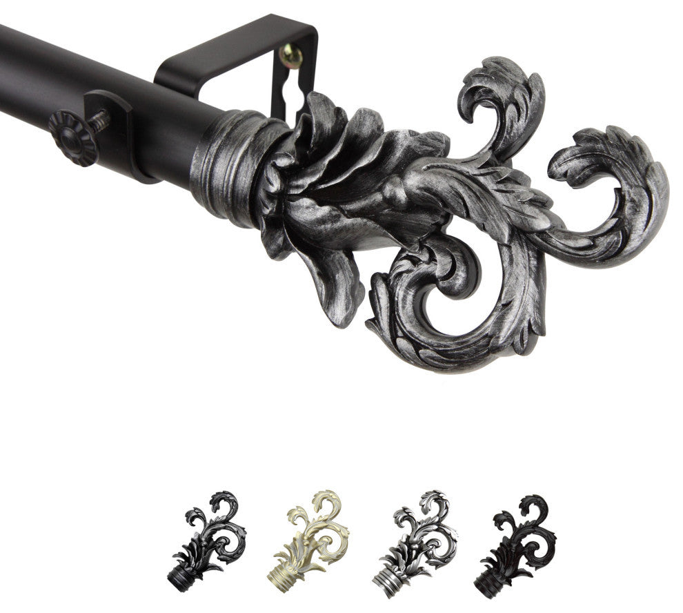 Malina 1" Curtain Rod, Black, 160-240"