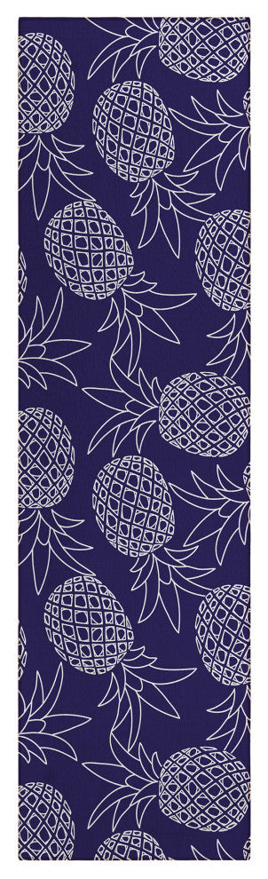 Indoor/Outdoor Kendall KE6 Navy Machine Washable 2'3" x 7'6" Runner Rug
