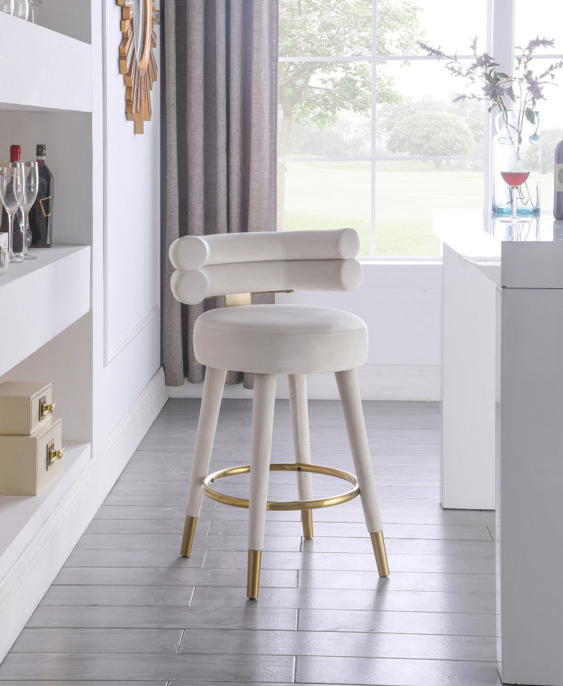 Fitzroy Velvet Upholstered Counter Height Stool (Set of 2)