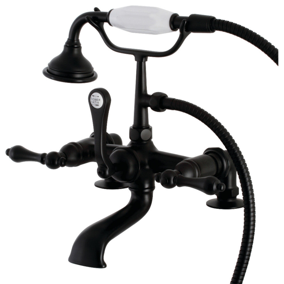 AE203T0 7" Tub Faucet With Hand Shower, Matte Black