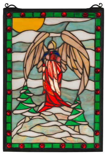 Meyda Lighting 12"W X 17"H Winter Angel Stained Glass Window